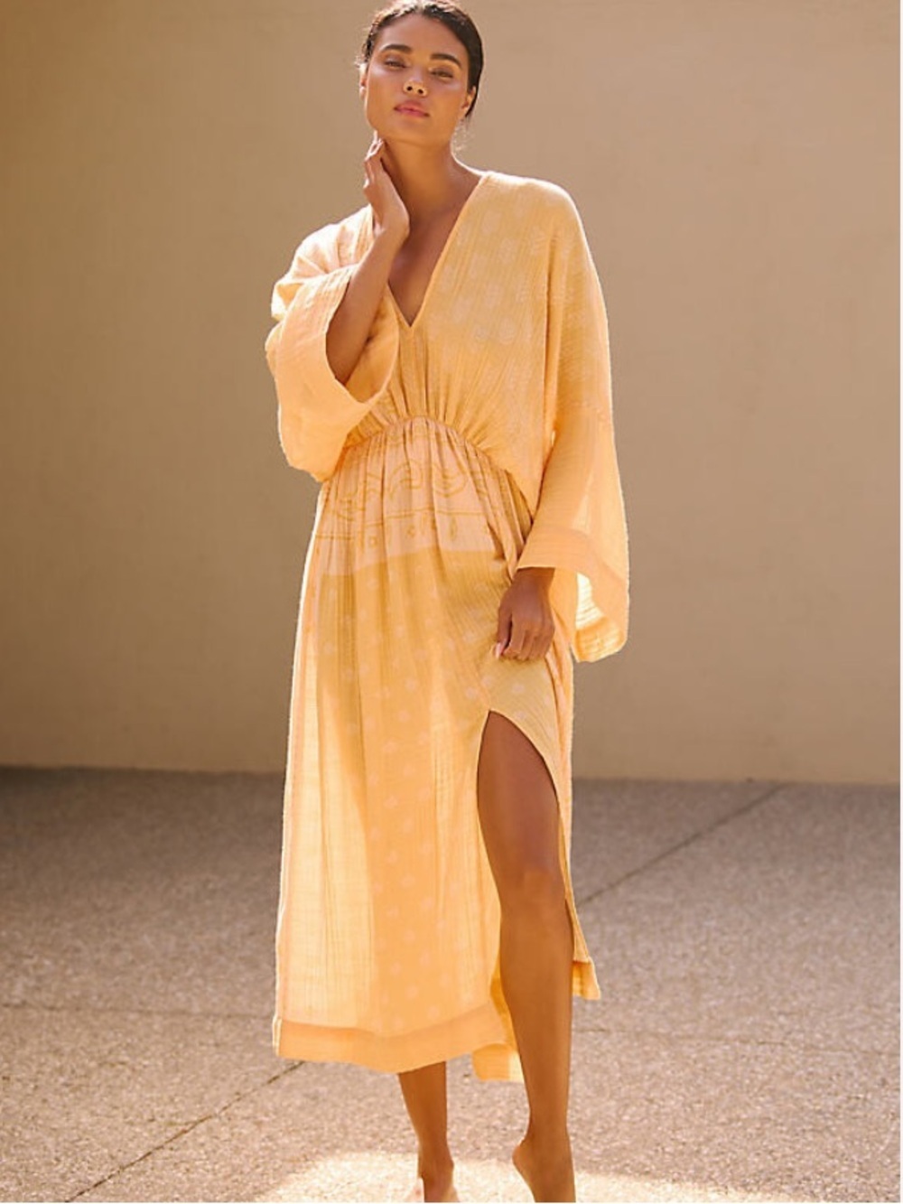 By Anthropologie Long-Sleeve Gauze Maxi Dress NWOT